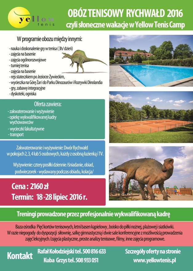 OBÓZ TENISOWY DLA DZIECI RYCHWAŁD 2016 r