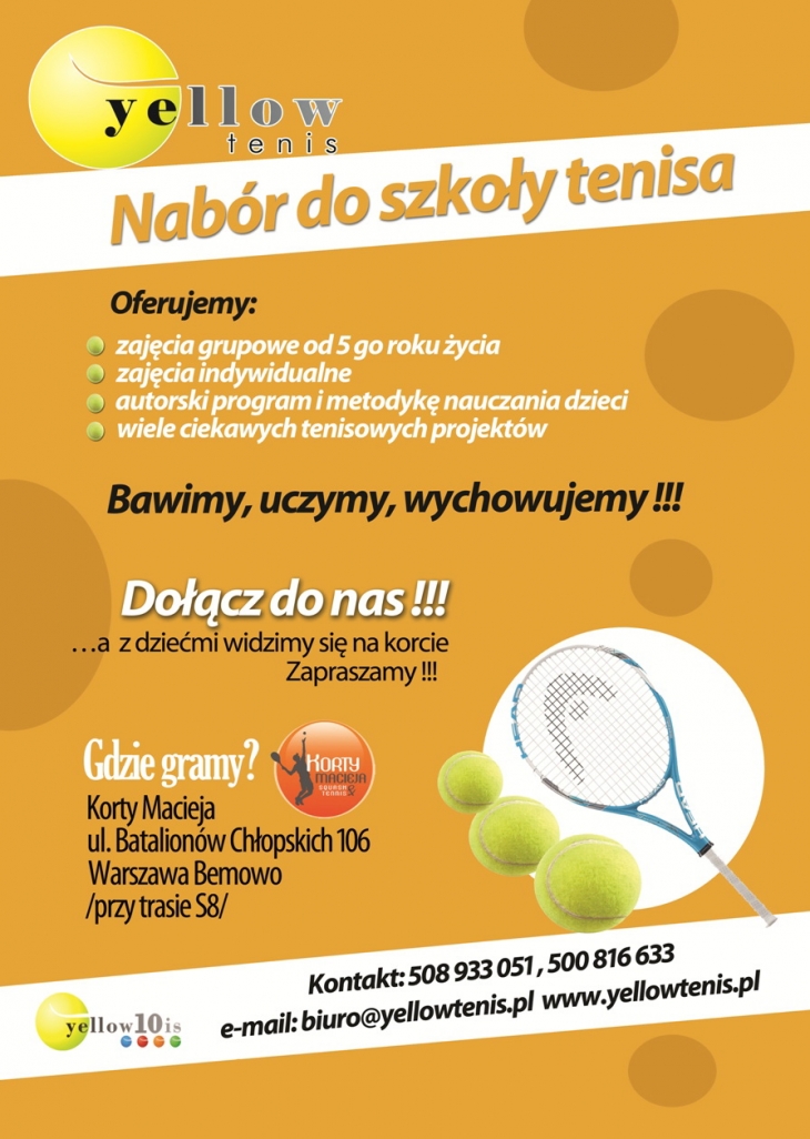 Tenis na Bemowie dla dzieci – zapisy do Yellow Tenis!